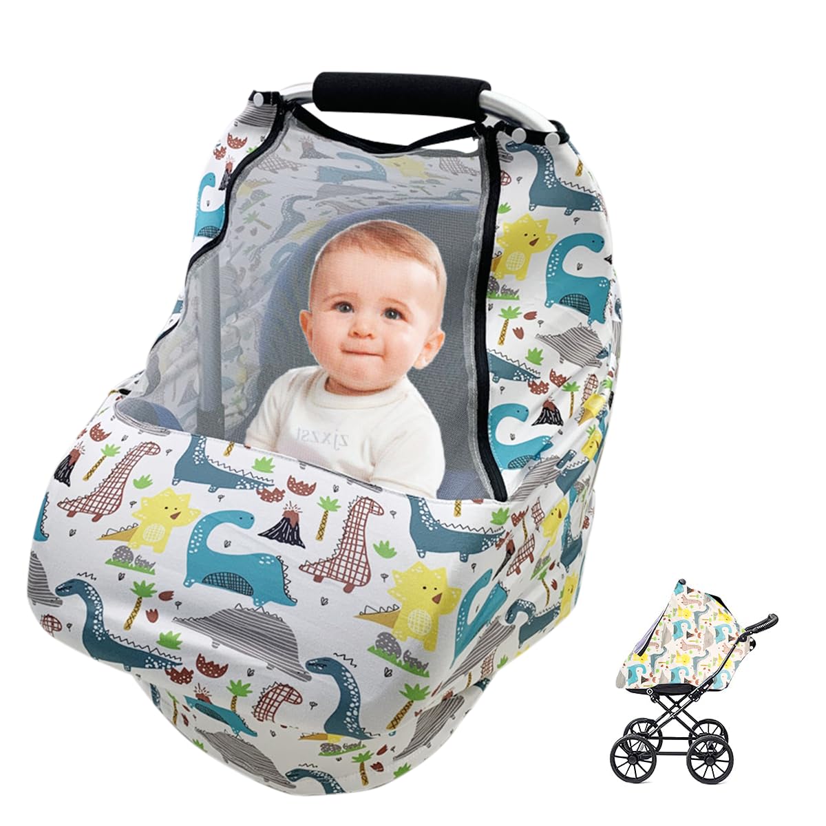 SNOWIE SOFT Baby Car Seat Covers with Breathable Mesh Window, Baby Cart Sunshade Multifunction Baby Stroller Cover Breastfeeding Cover Shawl Nursing Cover Stretchy Stroller Canopy Universal Fit White SNOWIE SOFT Baby Car Seat Covers with Breathable Mesh Window, Baby Cart Sunshade Multifunction Baby Stroller Cover Breastfeeding Cover Shawl Nursing Cover Stretchy Stroller Canopy Universal Fit White